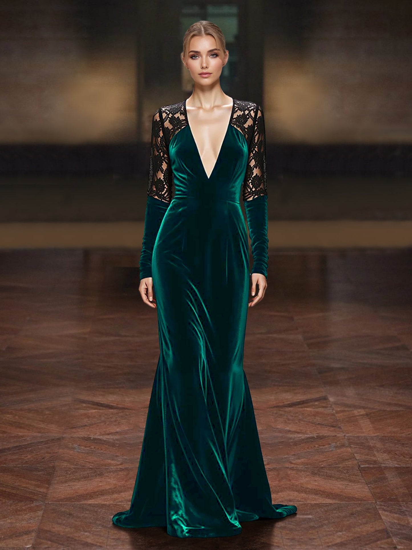 Sheath Evening Dresses Velvet Formal Dress