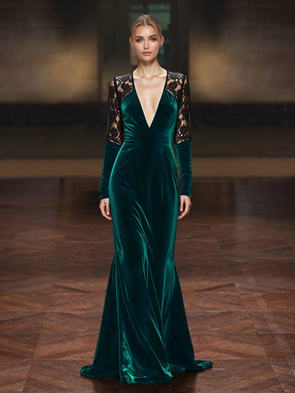 Sheath Evening Dresses Velvet Formal Dress