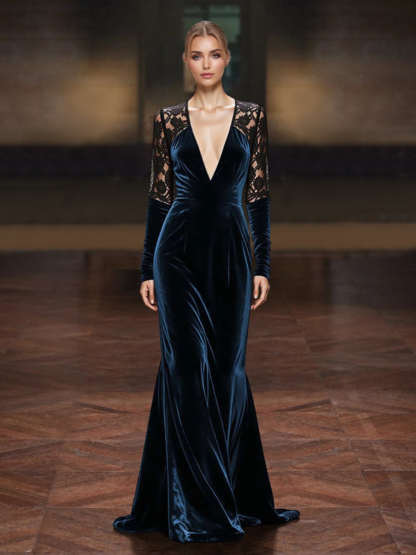 Sheath Evening Dresses Velvet Formal Dress