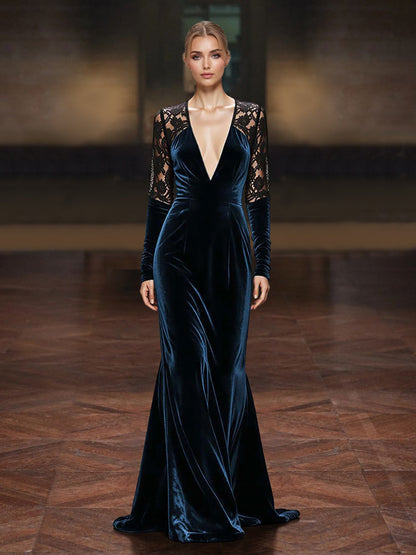 Sheath Evening Dresses Velvet Formal Dress