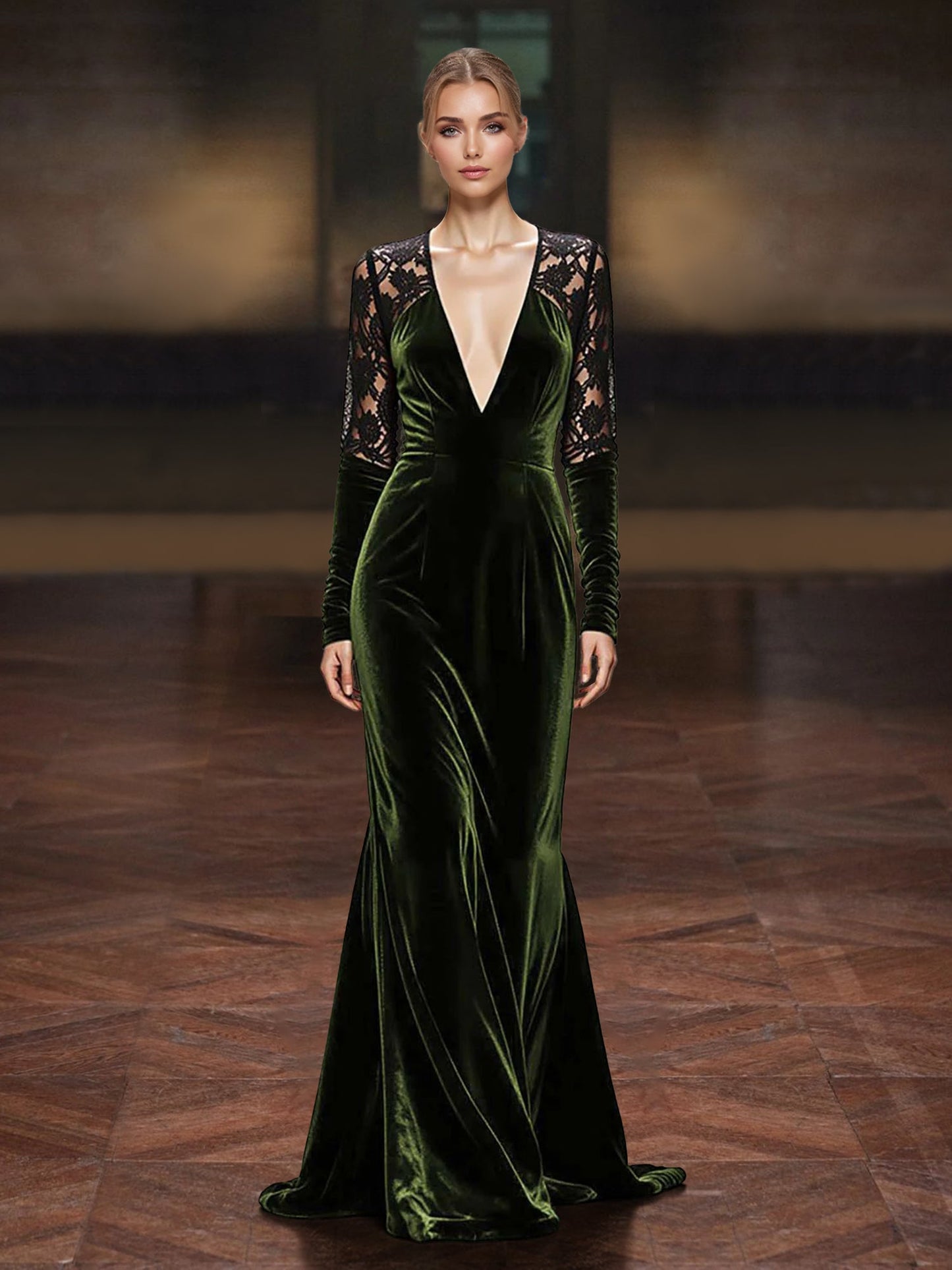 Sheath Evening Dresses Velvet Formal Dress