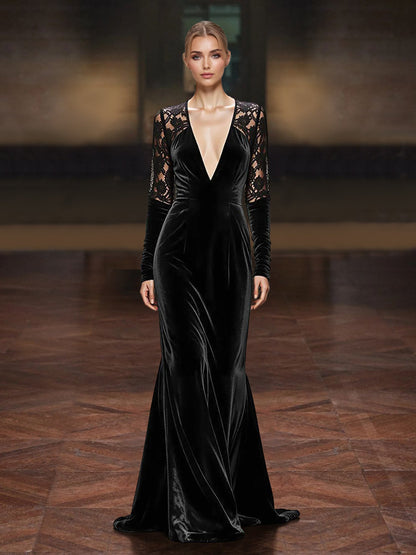 Sheath Evening Dresses Velvet Formal Dress