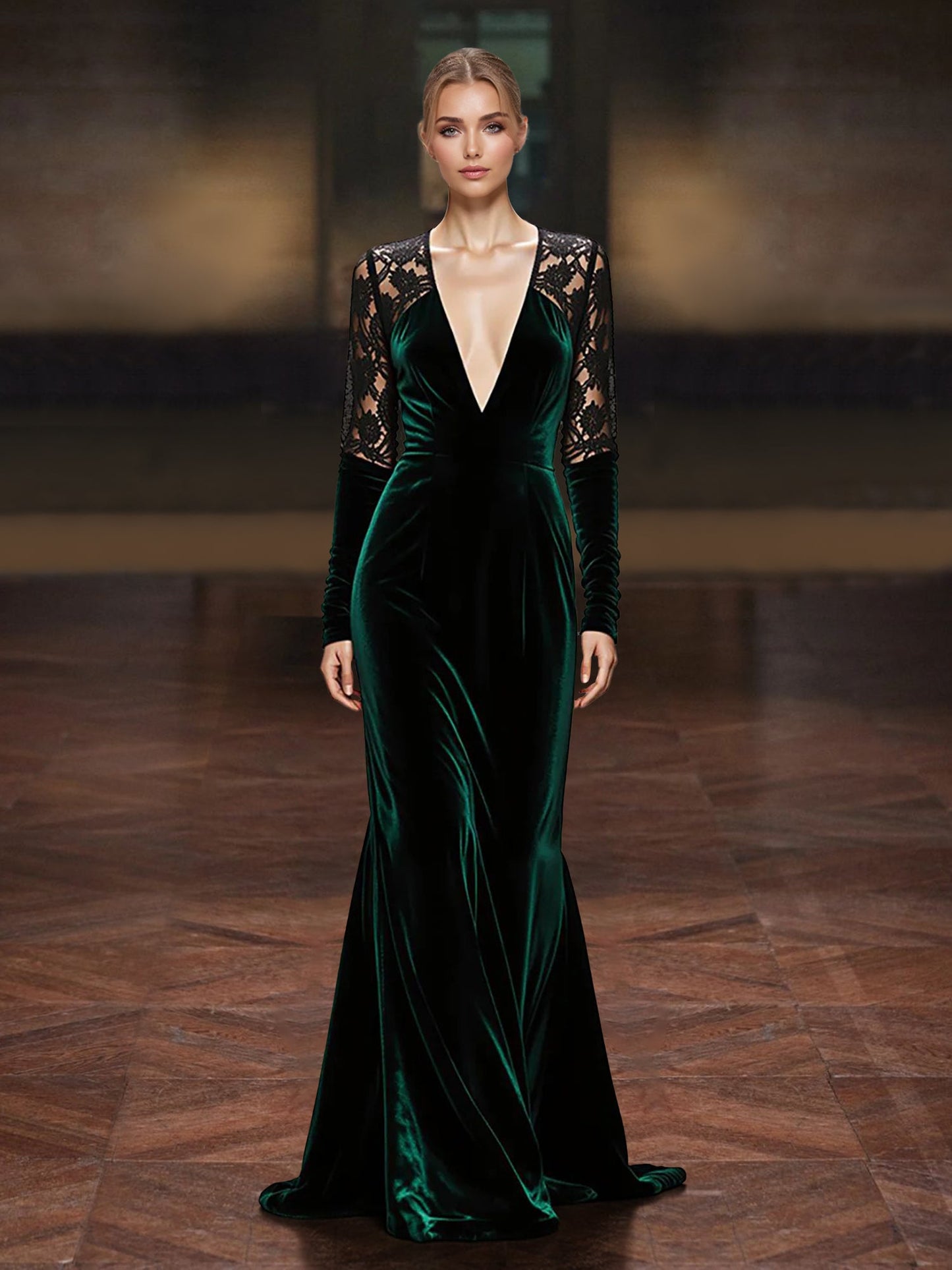 Sheath Evening Dresses Velvet Formal Dress