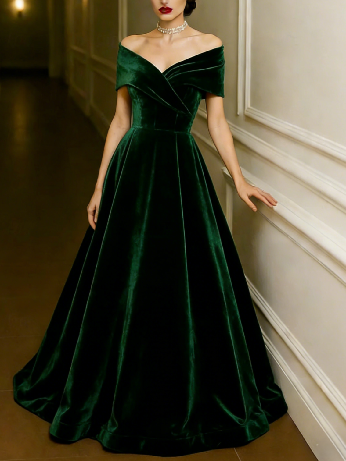 Red Green A-Line Evening Gown Formal Wedding Dress