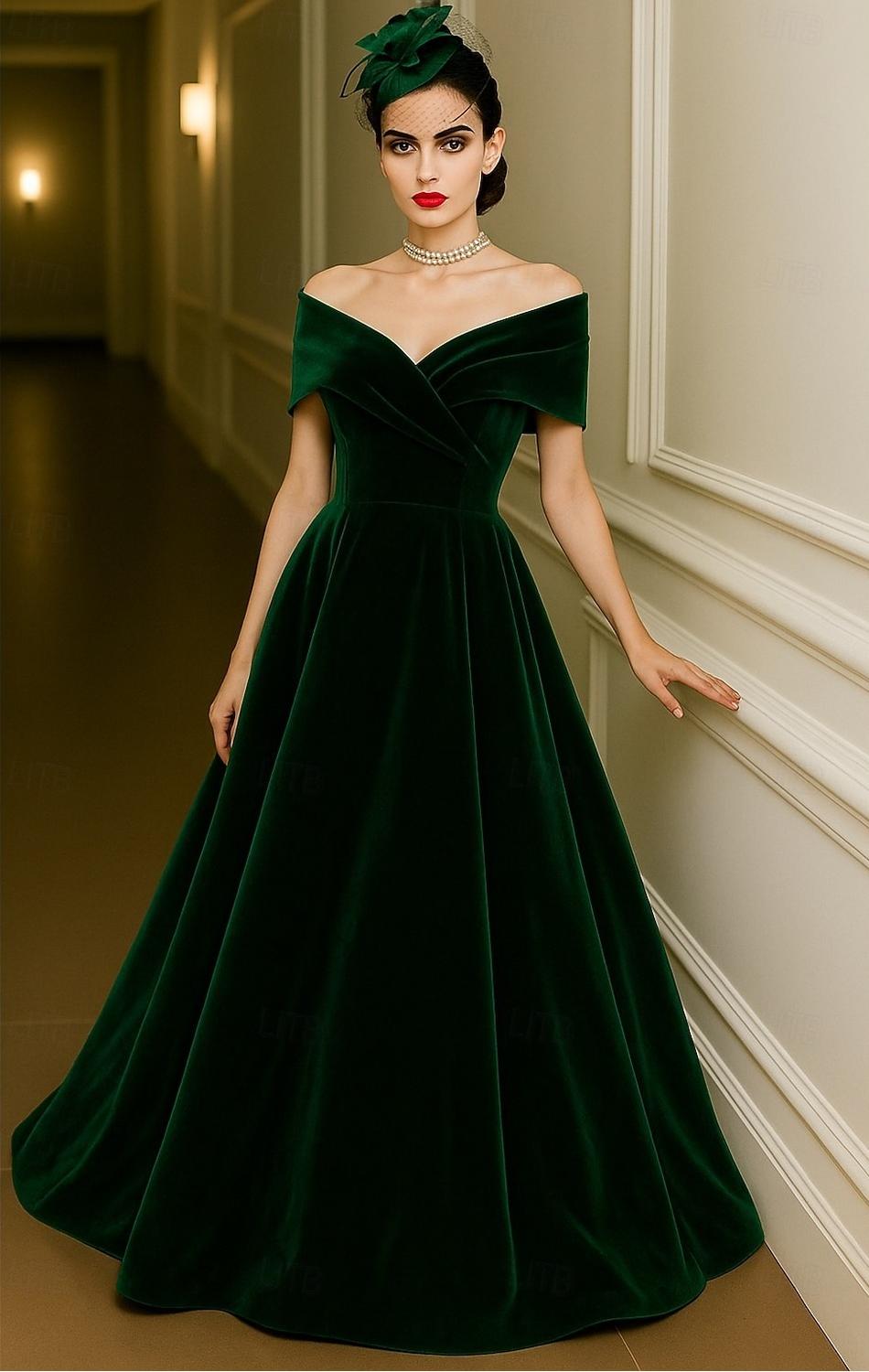 Red Green A-Line Evening Gown Formal Wedding Dress