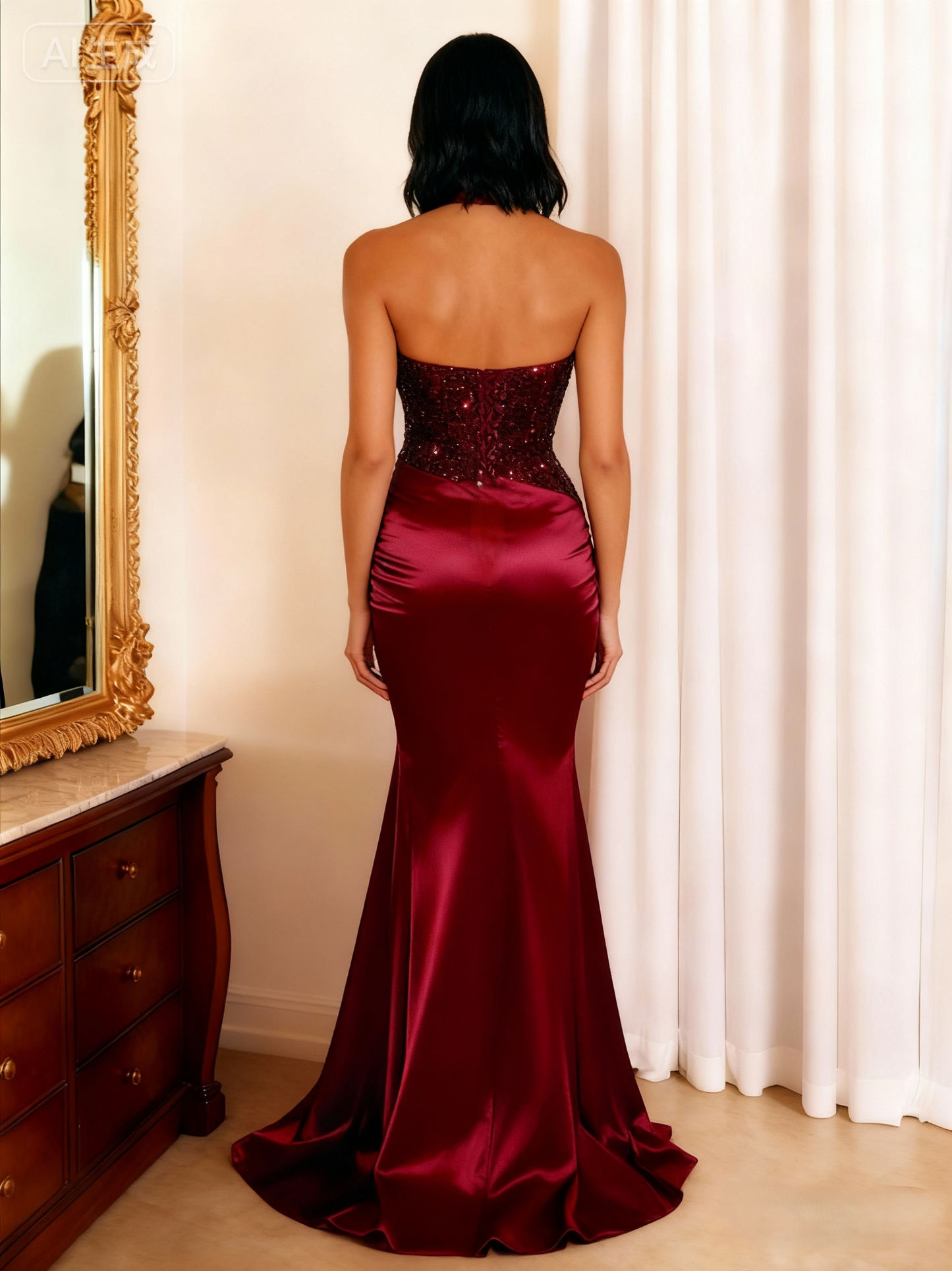 Column Sequins Off-Shoulder Sleeveless Evening Dress