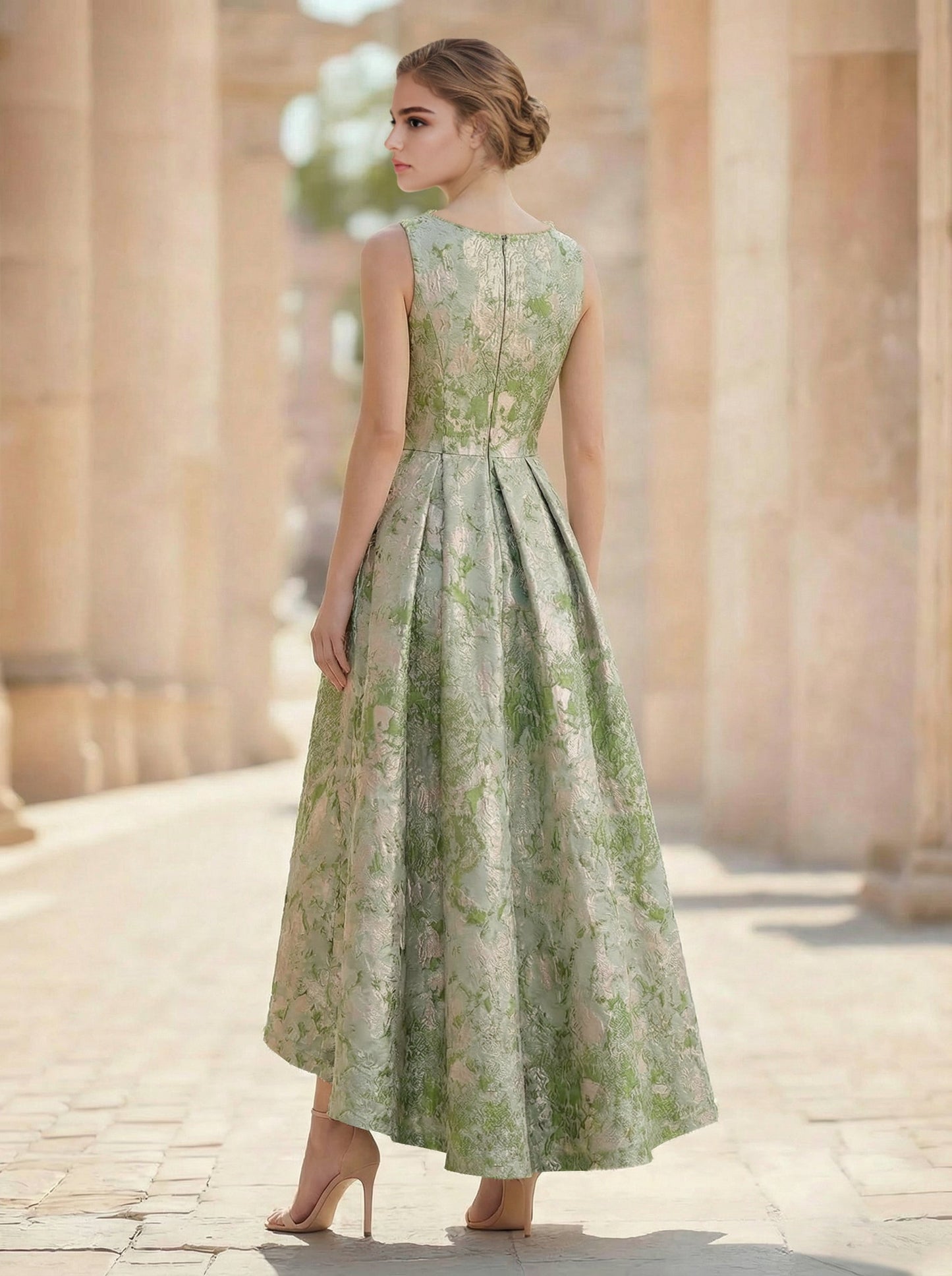 A-Line Cocktail Dress Elegant Jacquard Floral Dress