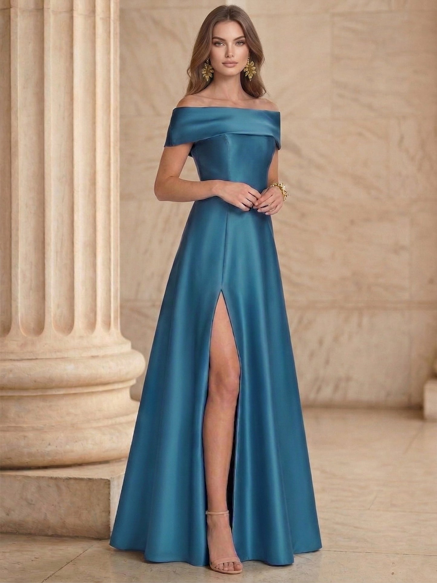 Princesses Evening Elegant Dress Satin Floor-Length Formal Dress