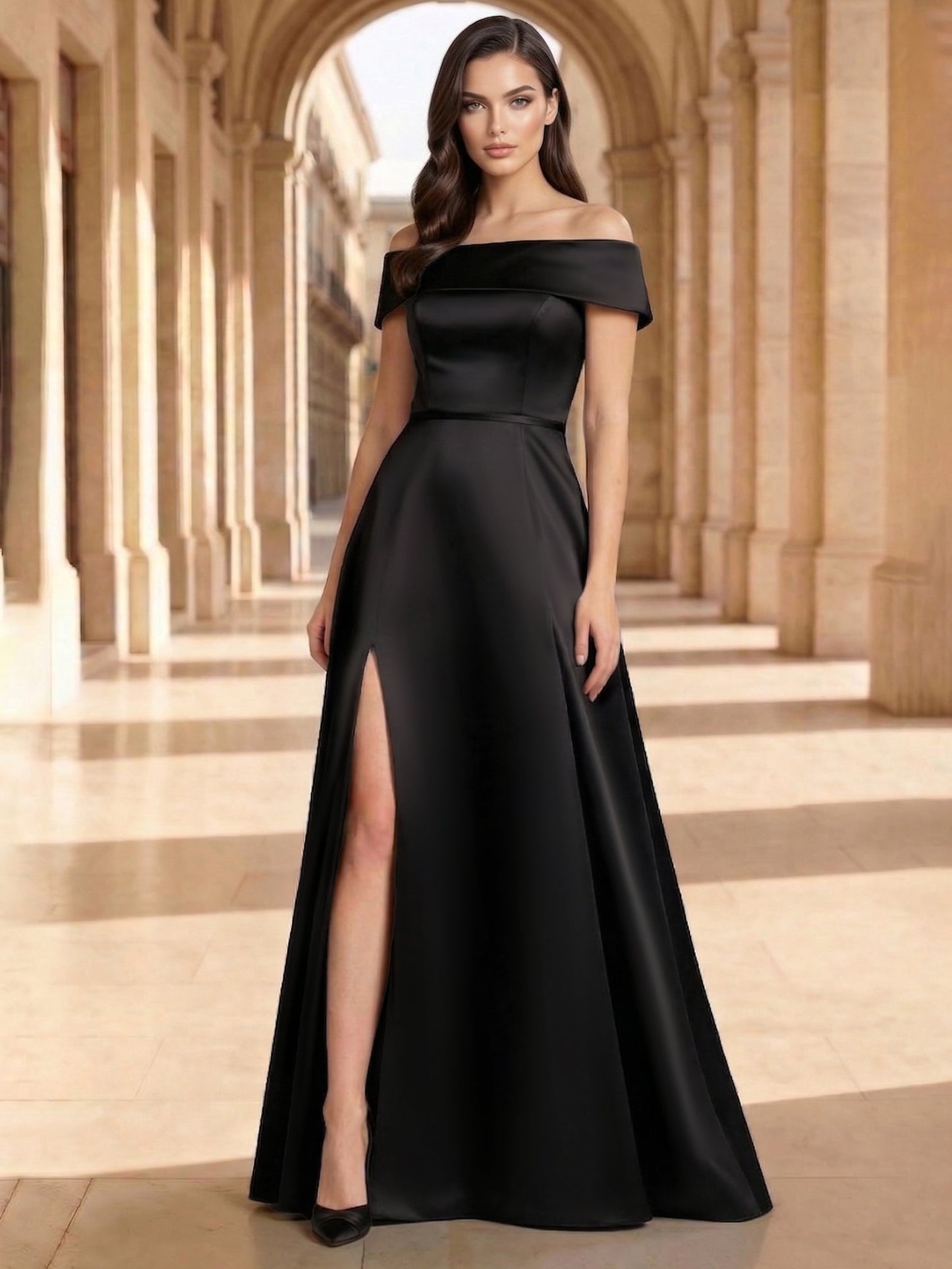 Princesses Evening Elegant Dress Satin Floor-Length Formal Dress