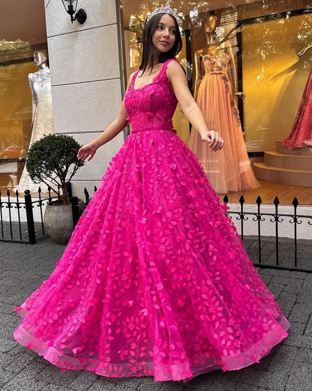 Hot Pink Formal Prom Dress Ball Gown