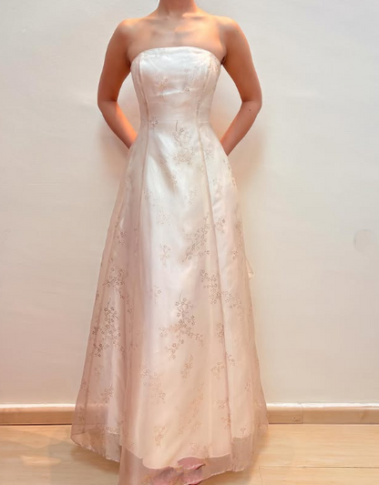 Glitter A Line Strapless Evening Gown
