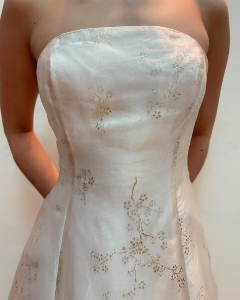 Glitter A Line Strapless Evening Gown