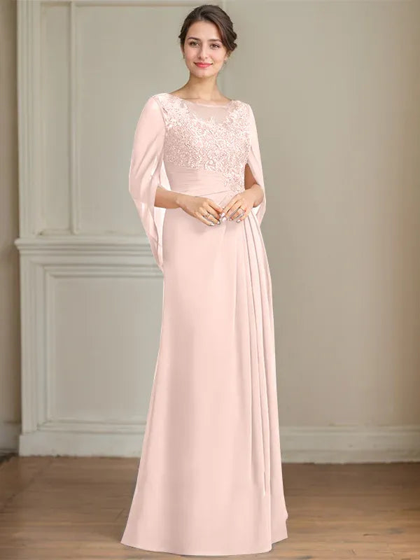 A-Line Scoop Floor-Length Mother of the Bride Dress