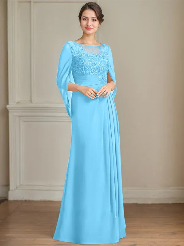 A-Line Scoop Floor-Length Mother of the Bride Dress