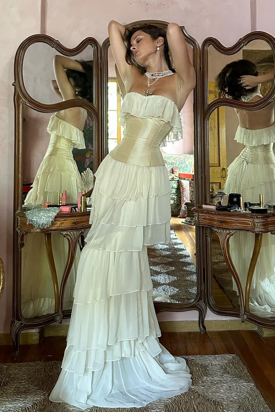 Princess A Line Sweetheart Ivory Corset Party Dress