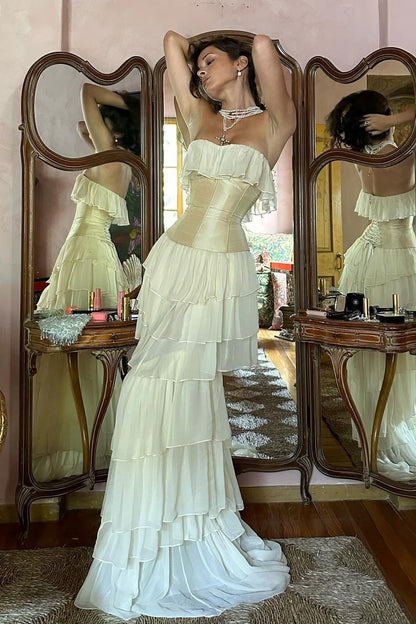 Princess A Line Sweetheart Ivory Corset Party Dress