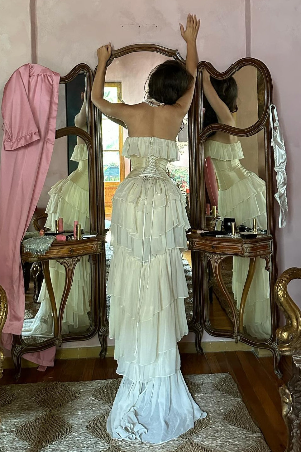 Princess A Line Sweetheart Ivory Corset Party Dress