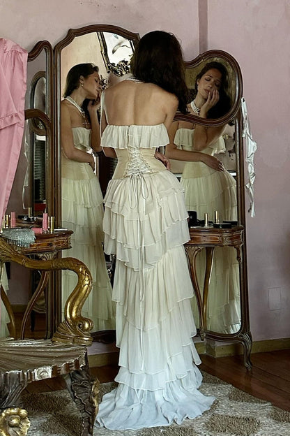 Princess A Line Sweetheart Ivory Corset Party Dress