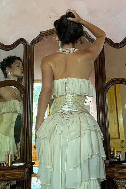 Princess A Line Sweetheart Ivory Corset Party Dress