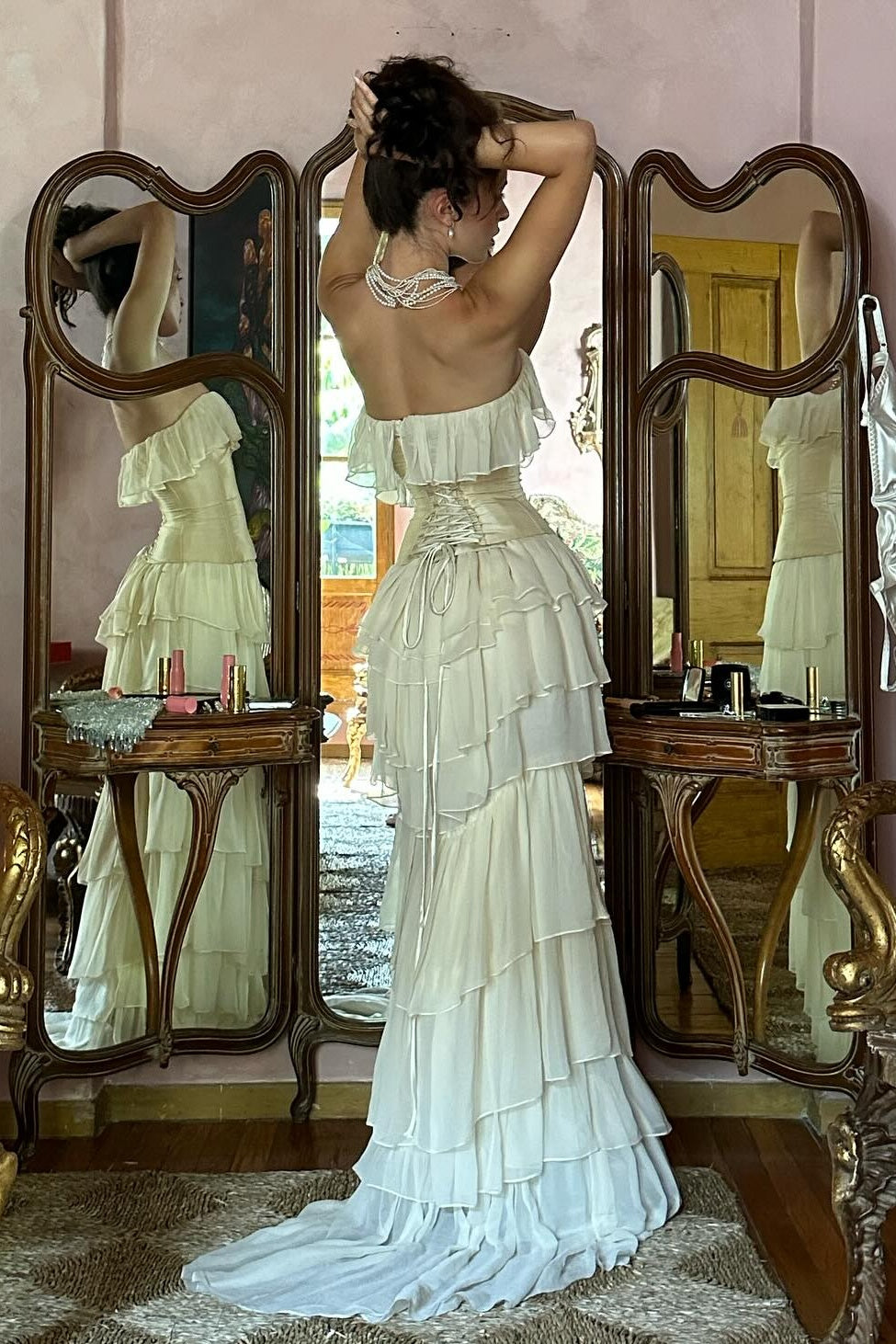 Princess A Line Sweetheart Ivory Corset Party Dress