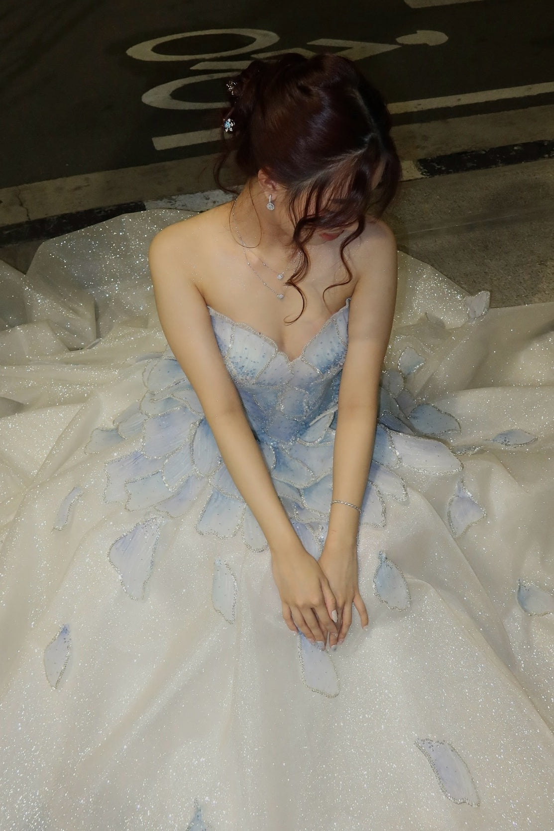 Princess A Line Sweetheart Light Blue Long Prom Dress