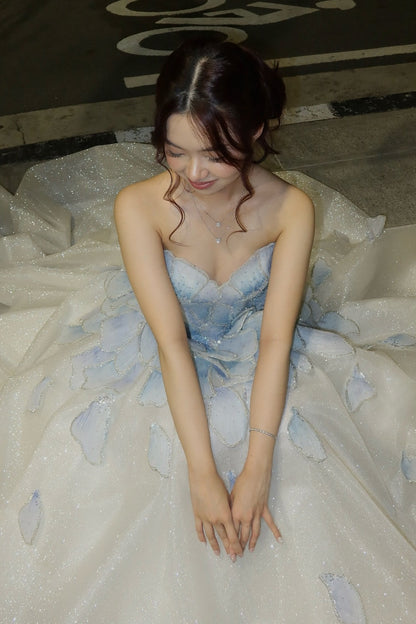 Princess A Line Sweetheart Light Blue Long Prom Dress