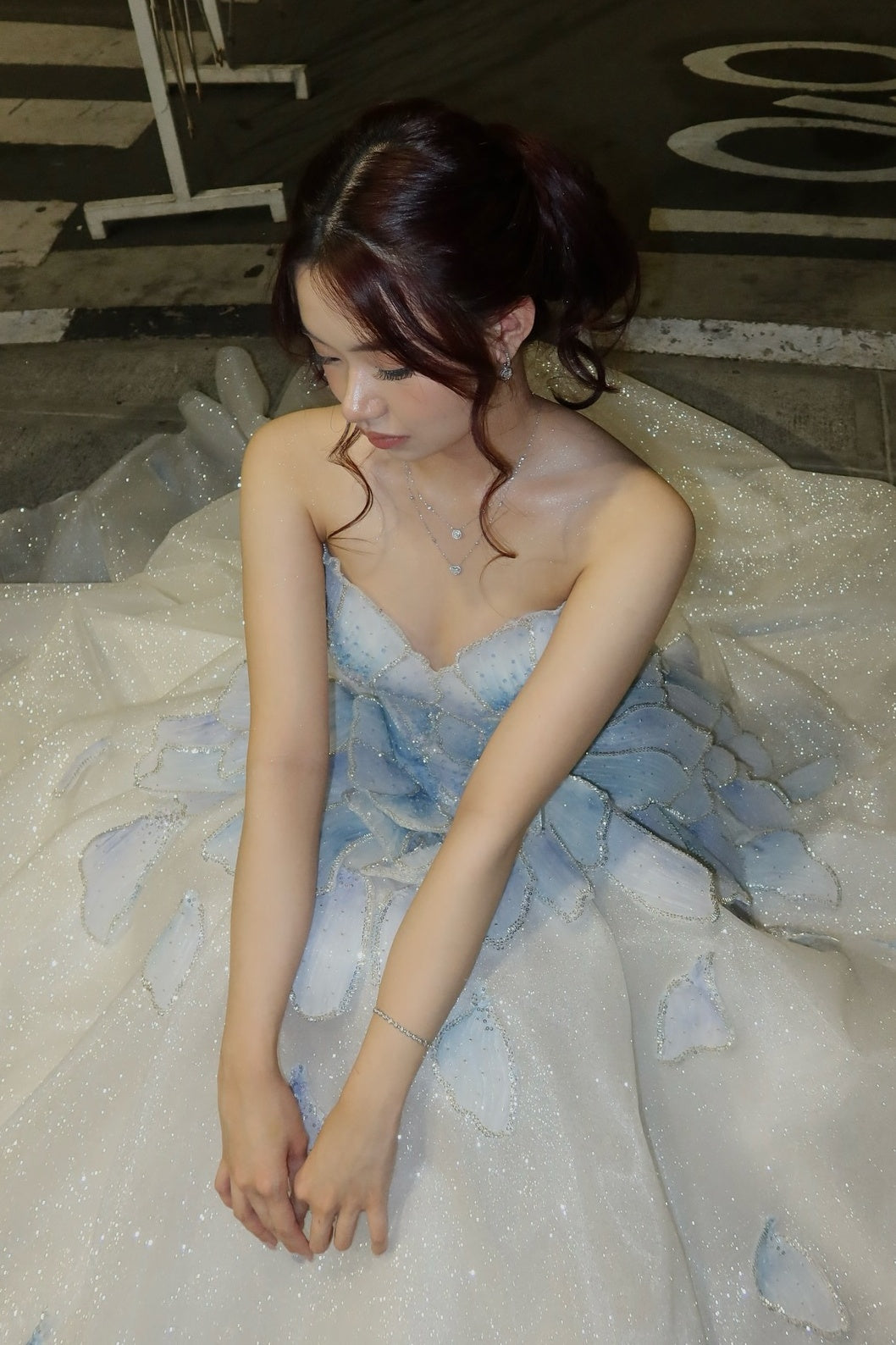 Princess A Line Sweetheart Light Blue Long Prom Dress