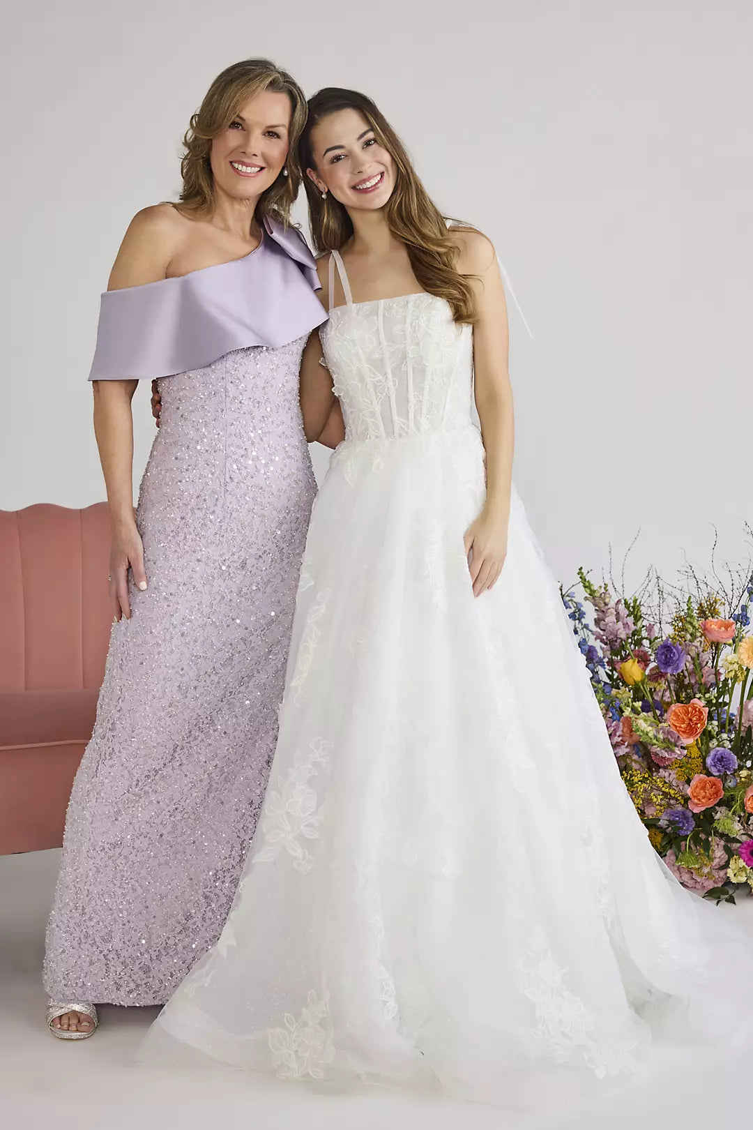 One-Shoulder Lilac Mother of the Bride Dress