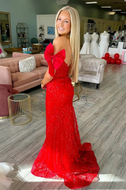 Red Sequins Mermaid Off the Shoulder Long Prom Dress