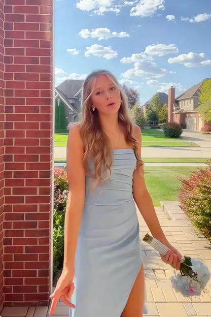 Red Strapless Ruched Strapless Long Mermaid Prom Dress