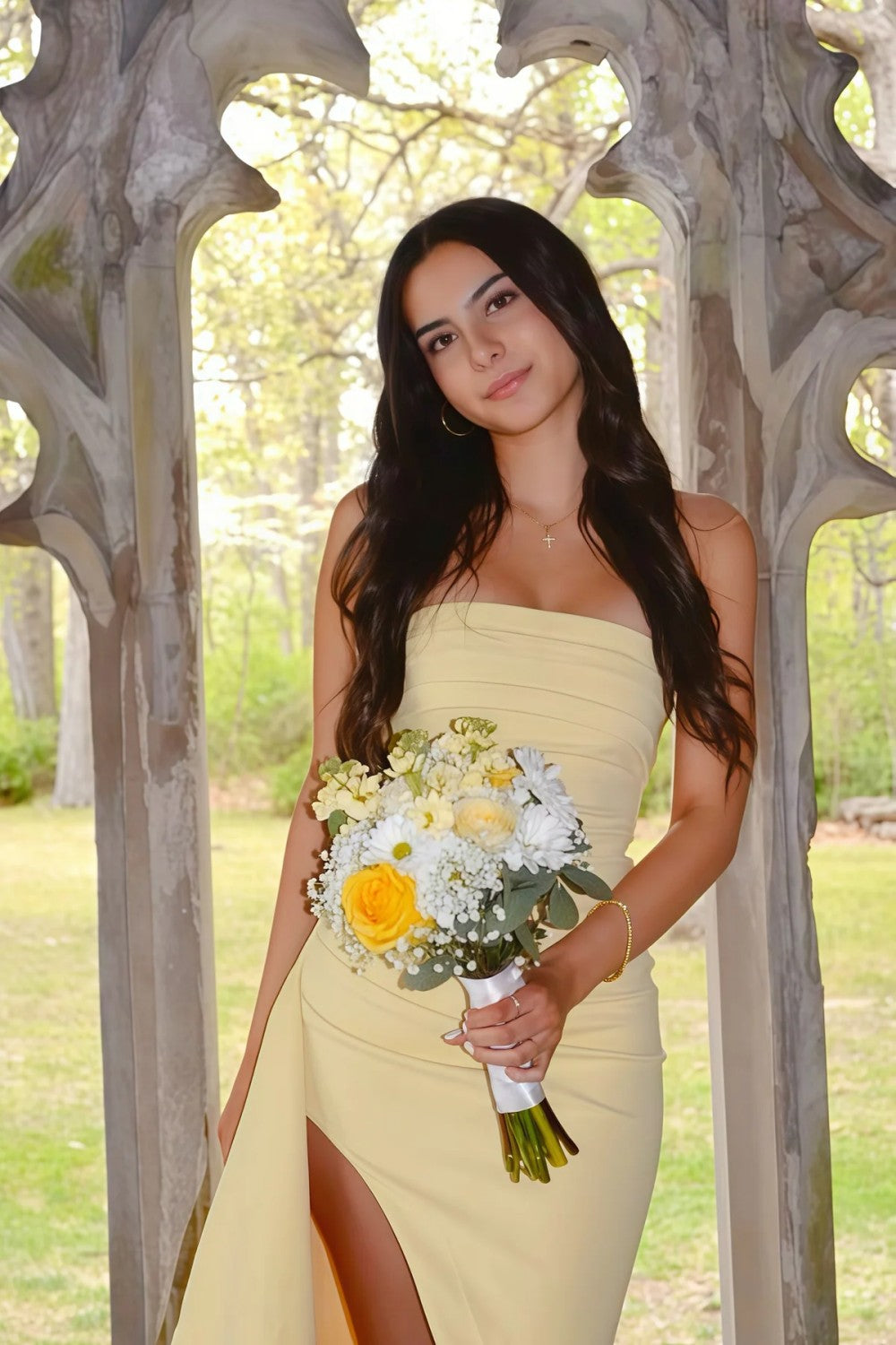 Red Strapless Ruched Strapless Long Mermaid Prom Dress