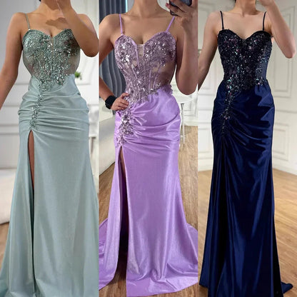 Sweetheart Spaghetti Straps Satin Mermaid Prom Dress