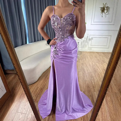 Sweetheart Spaghetti Straps Satin Mermaid Prom Dress