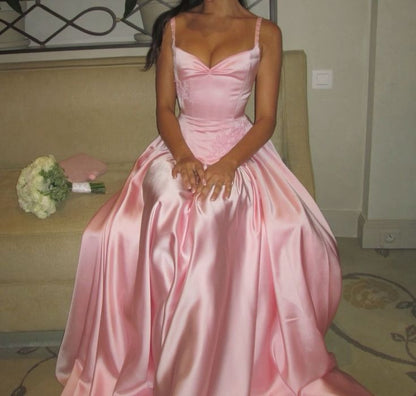 Elegant A Line Spaghetti Straps Floor-length Evening Dress