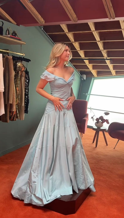 Mermaid Off The Shoulder Light Sky Blue Evening Dress Prom Dresses