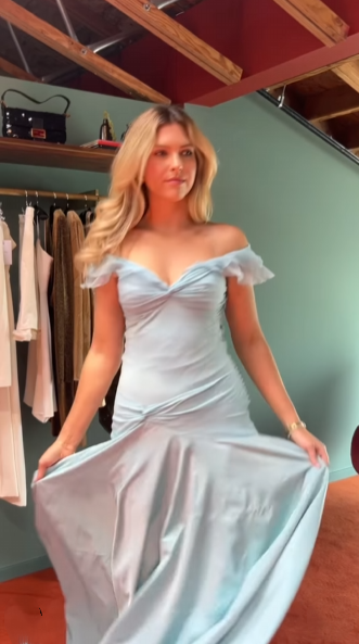Mermaid Off The Shoulder Light Sky Blue Evening Dress Prom Dresses