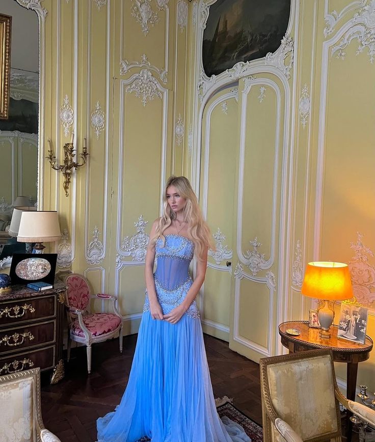 Sexy A Line Off The Shoulder Maxi Long Party Light Blue Chiffon Prom Dress
