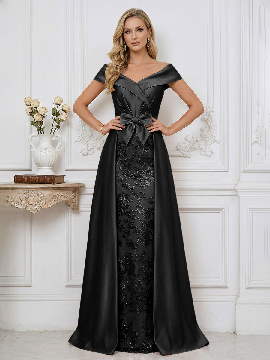 A Line Off Shoulder Ruched Elegant Mother of the Bride Dress