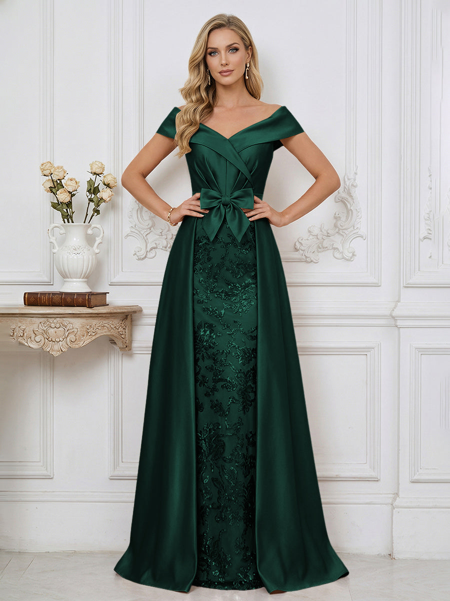 A Line Off Shoulder Ruched Elegant Mother of the Bride Dress
