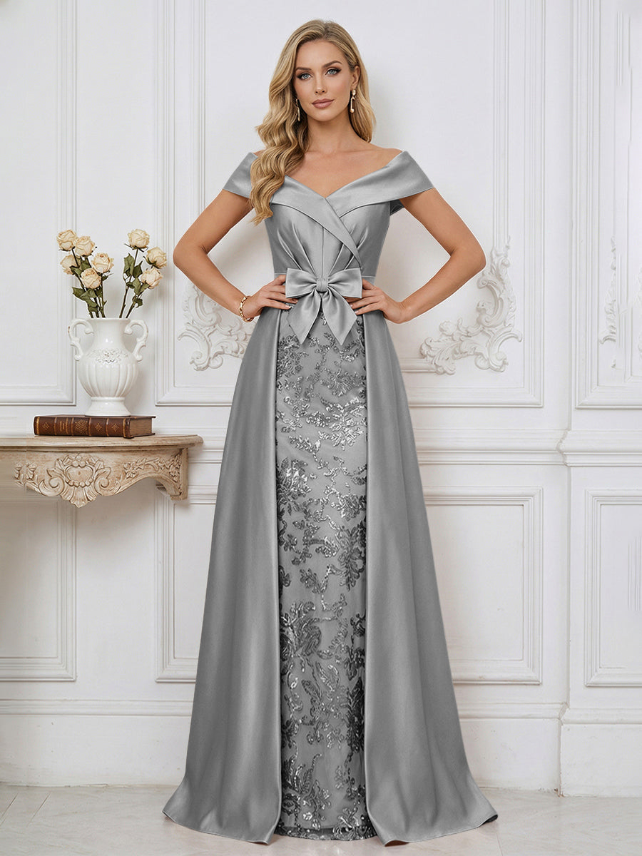 A Line Off Shoulder Ruched Elegant Mother of the Bride Dress