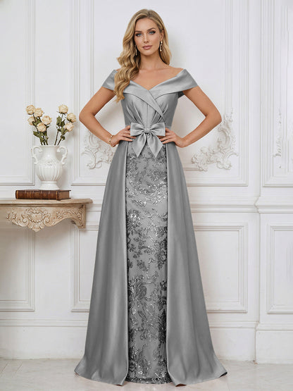A Line Off Shoulder Ruched Elegant Mother of the Bride Dress