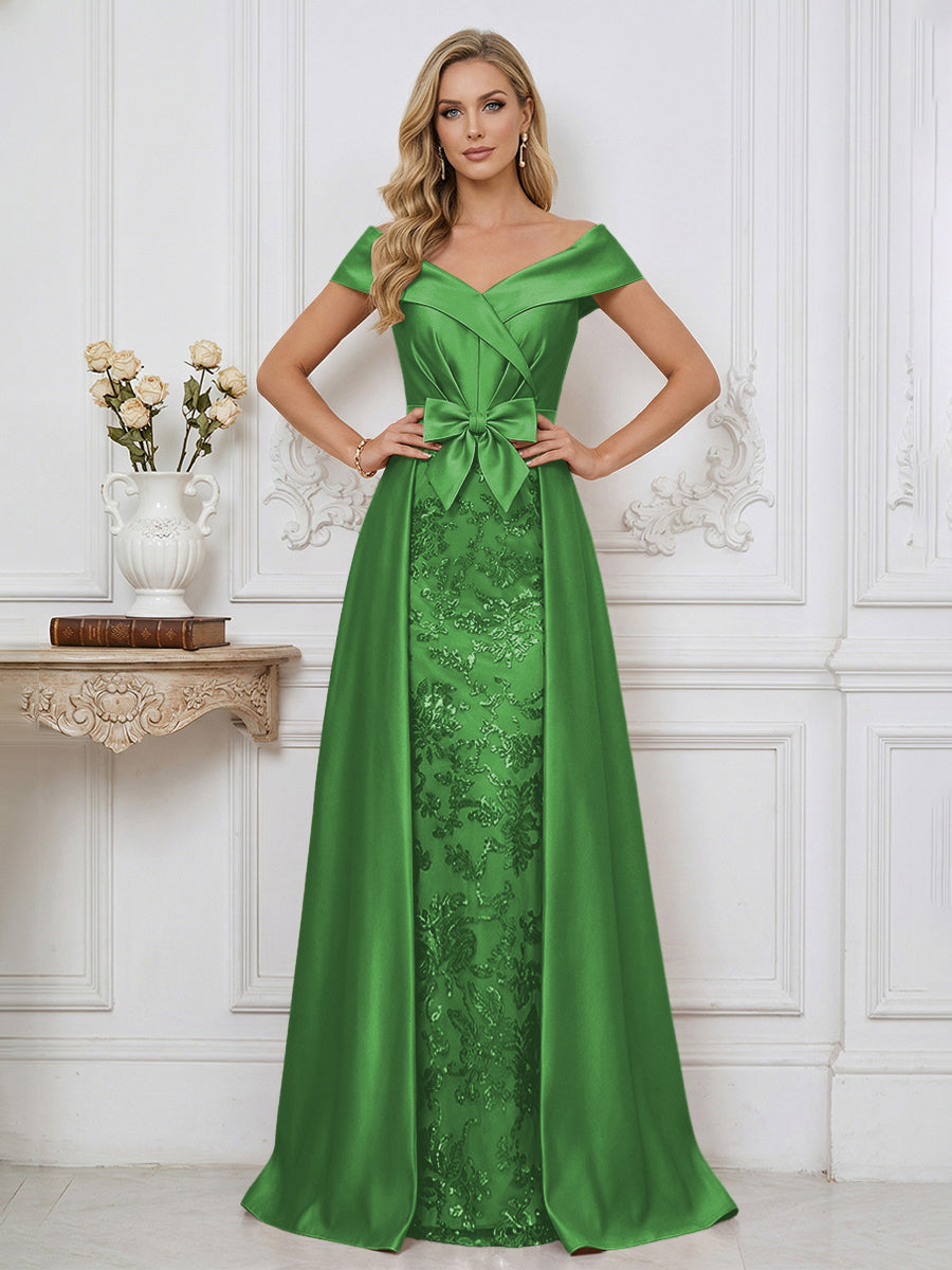 A Line Off Shoulder Ruched Elegant Mother of the Bride Dress