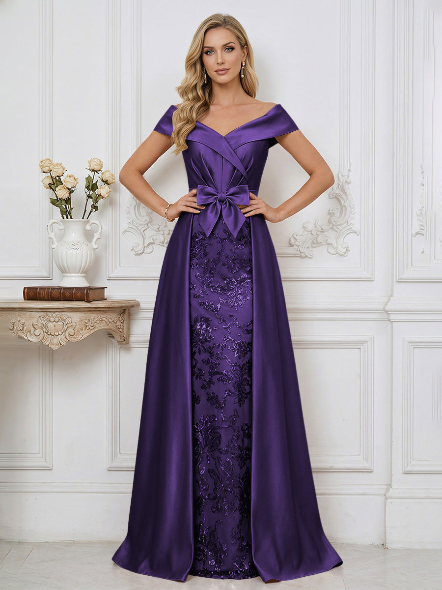 A Line Off Shoulder Ruched Elegant Mother of the Bride Dress