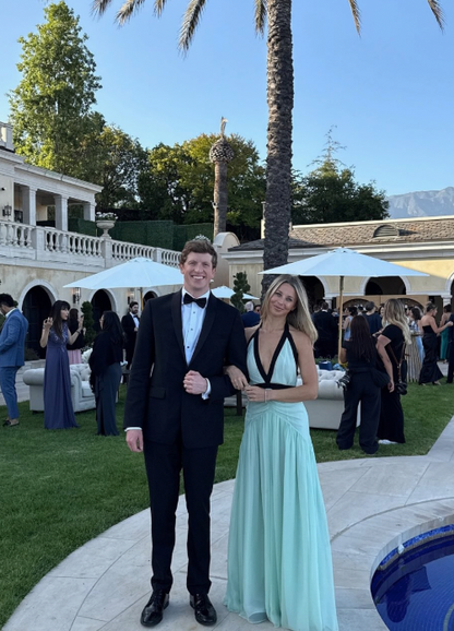 Mint Halter Chiffom Floor Length Prom Dress