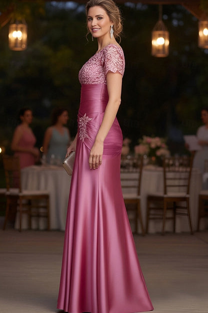 V-Neck Applique Half Sleeve Mermaid Women Evening Dress