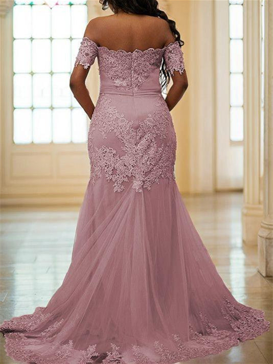 Sheath/Column Off-the-Shoulder Floor-length Prom Dress