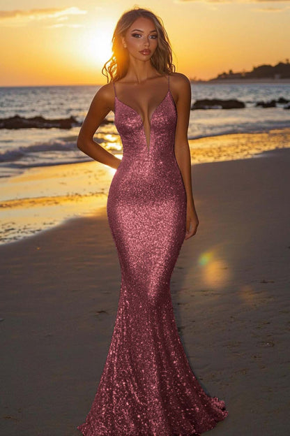 Silver Glitter Mermaid Backless Long Prom Dress