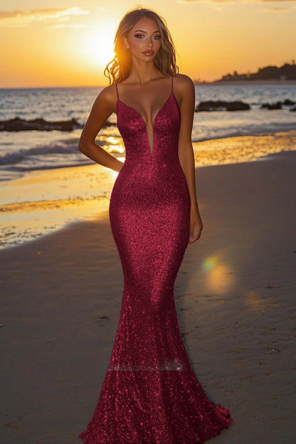 Silver Glitter Mermaid Backless Long Prom Dress