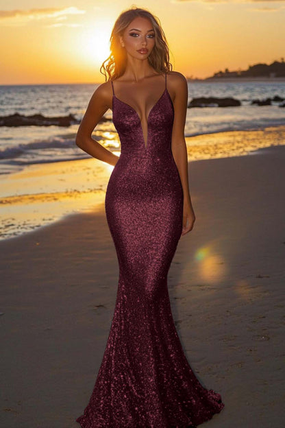 Silver Glitter Mermaid Backless Long Prom Dress