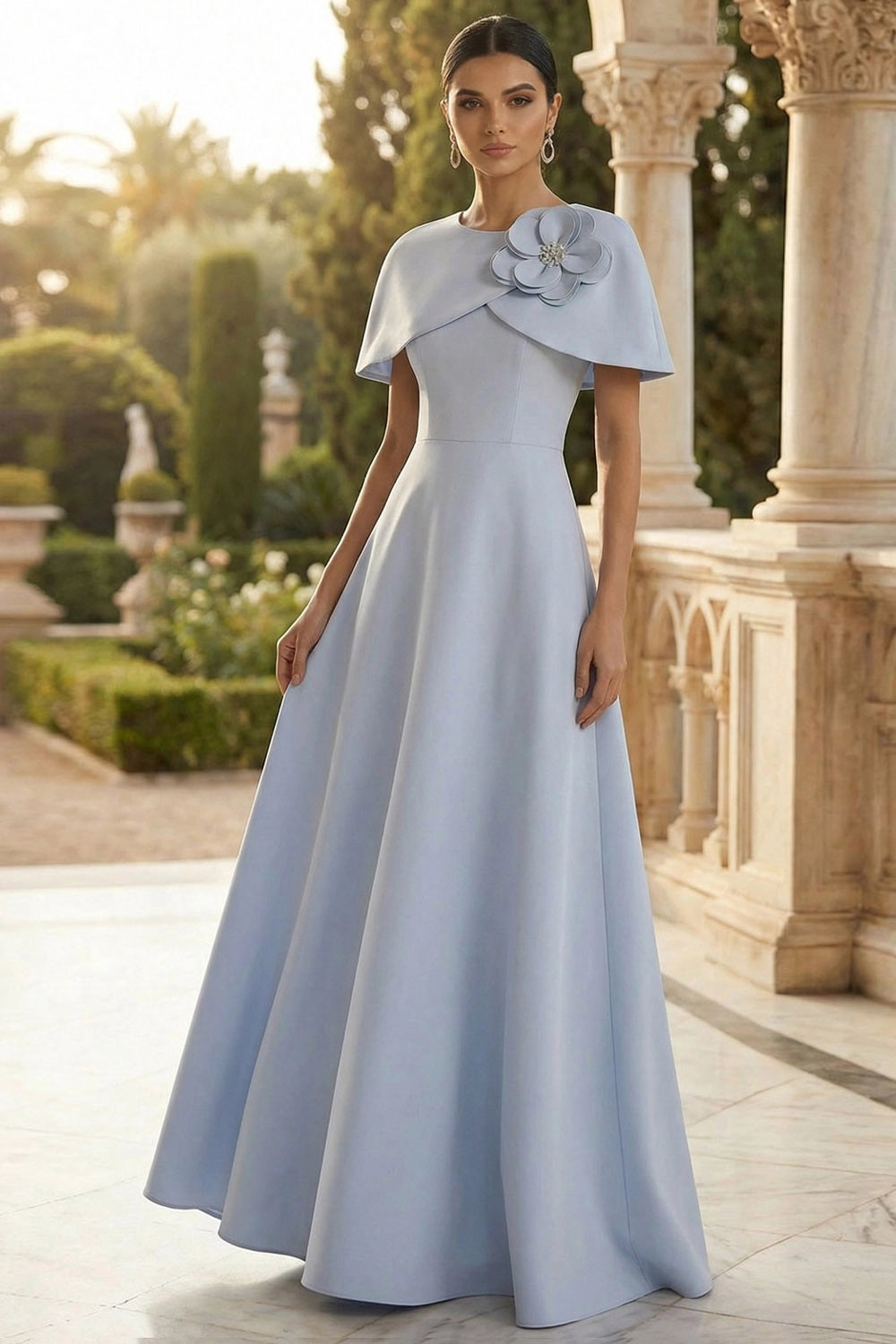 Elegant A-Line Gown with Ruffle Detail